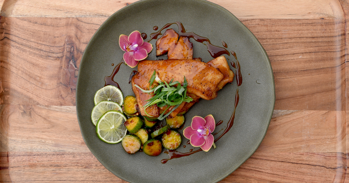 Maple and garlic glazed perch